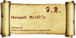 Hunyadi Milán névjegykártya